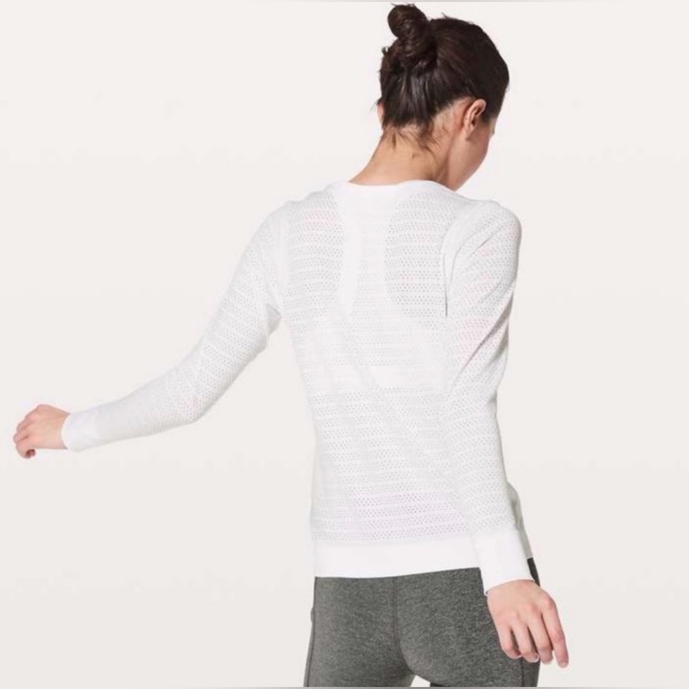 Lululemon Swiftly Tech Perforated White Long Sleeve Shirt Size 6 - Picture 2 of 6